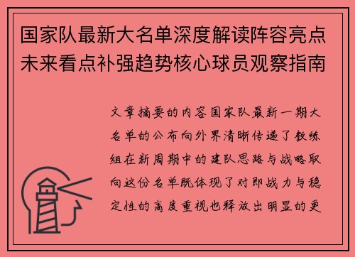 国家队最新大名单深度解读阵容亮点未来看点补强趋势核心球员观察指南